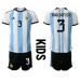 Billige Argentina Nicolas Tagliafico #3 Hjemmetrøye Barn VM 2022 Kortermet (+ korte bukser)